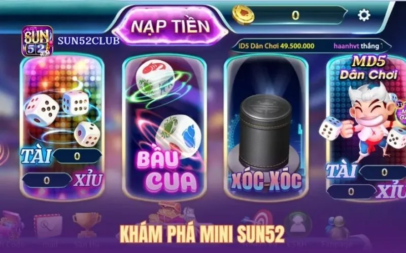 Hình ảnh Mini Game Bau Cua Sun52 2 1 trong bài viết Mini game Bầu cua Sun52: Hướng dẫn chi tiết từng bước. Mini game Bầu cua Sun52: Hướng dẫn chi tiết từng bước