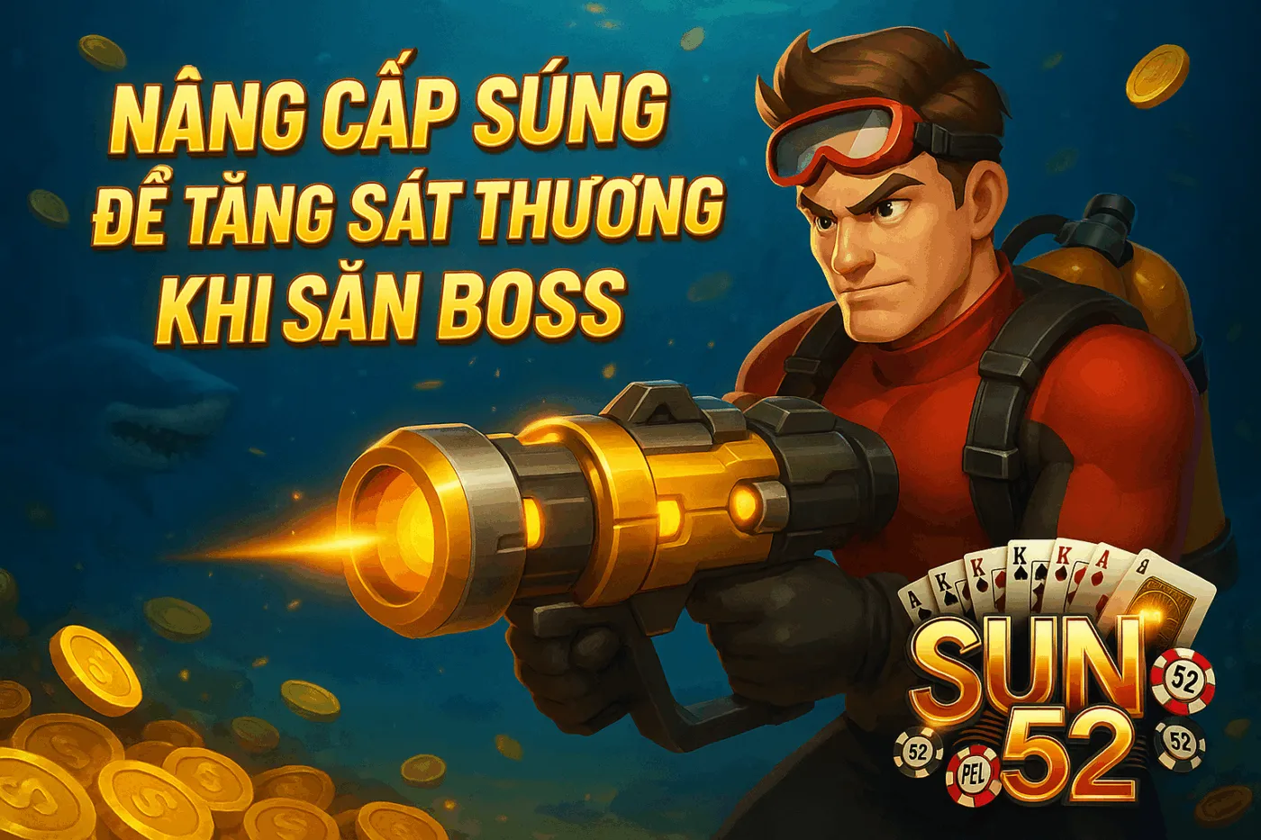 Nâng cấp súng để tăng sát thương khi săn Boss Sun52